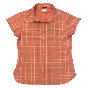 Columbia Orange Stripe Short Sleeve Button Down Women’s Size Medium